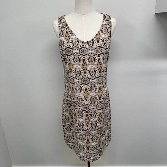 NWOT Cynthia Rowley Beige Black Gold Patterned Sleeveless Sheath Dress – Size 4 - Picture 1 of 7